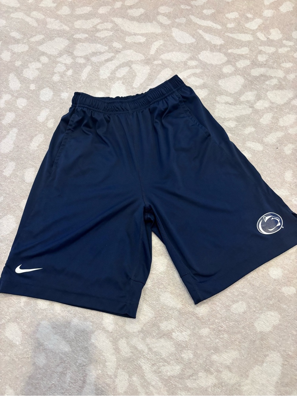 Nike Men’s Navy Blue Athletic Shorts with White Logos